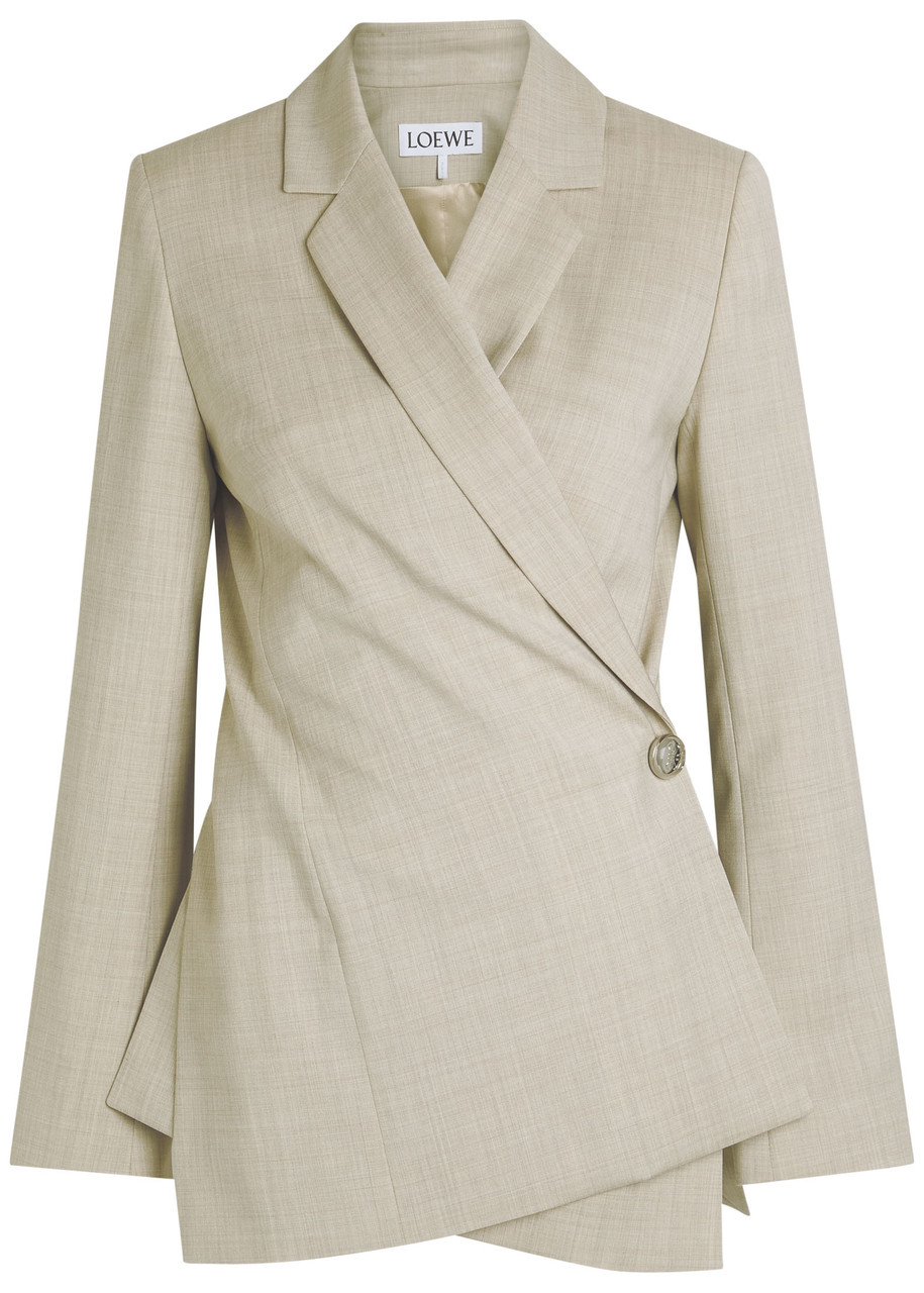Loewe Aymmetric Wool Blazer In Multi