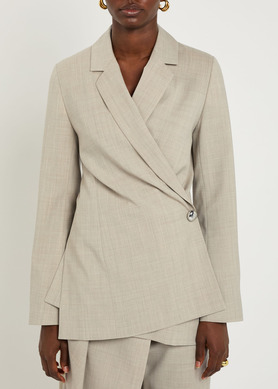 Loewe Aymmetric Wool Blazer In Multi