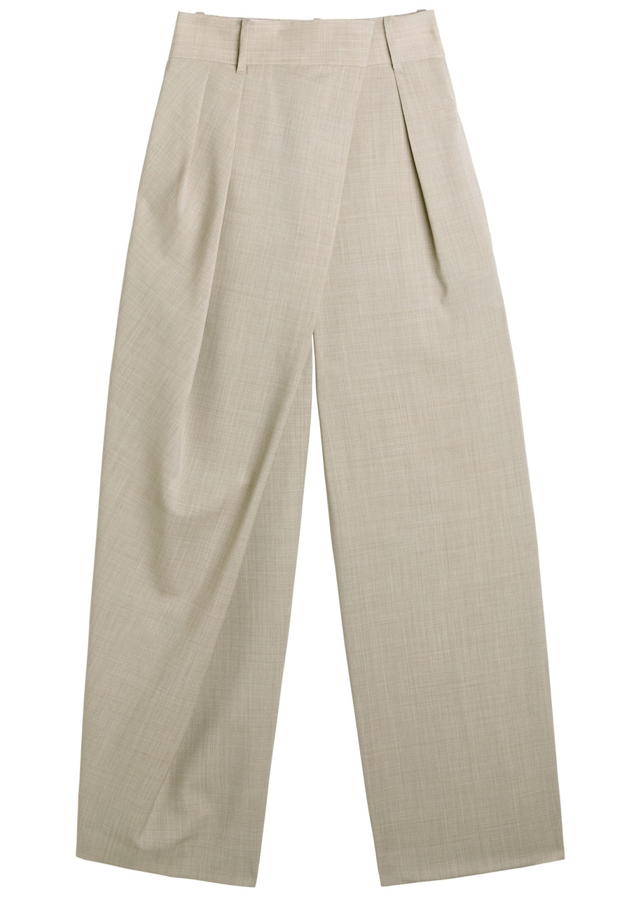 Loewe Asymmetric Wool Trousers In Gray