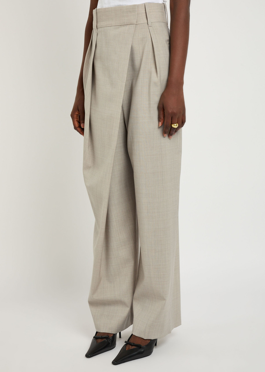 Loewe Asymmetric Wool Trousers In Gray