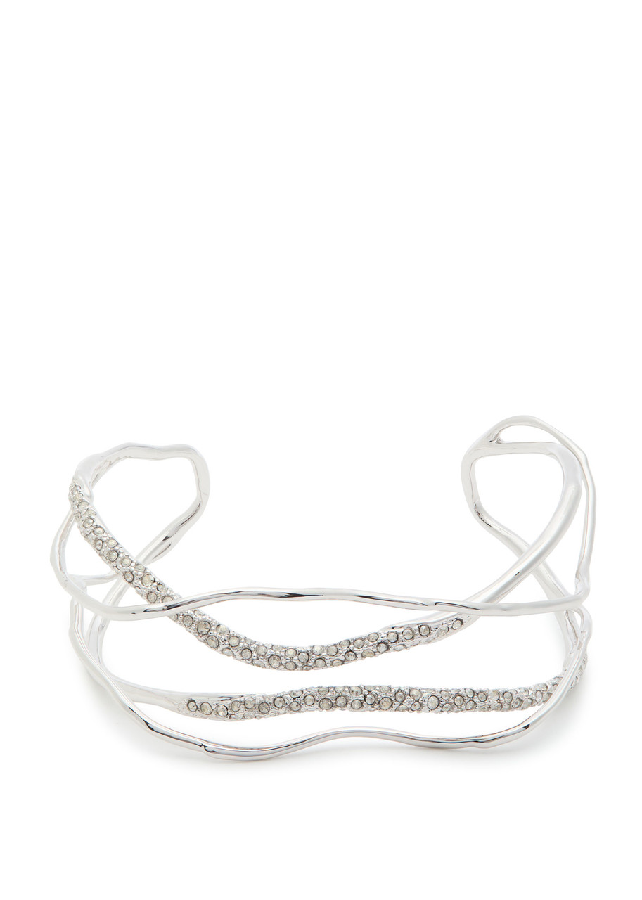 Alexis Bittar Solanales Pavé Rhodium-plated Cuff In Metallic