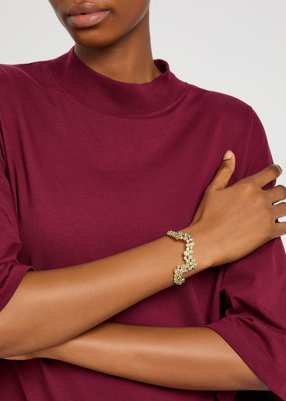 Alexis Bittar Asterales Crystal-embellished 14kt Gold-plated Cuff In Gold