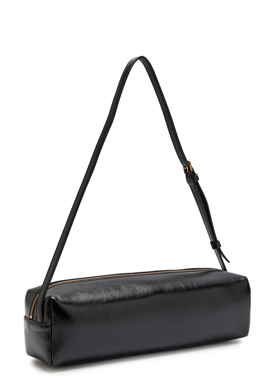 Khaite Kye Glossed Leather Shoulder Bag In Black