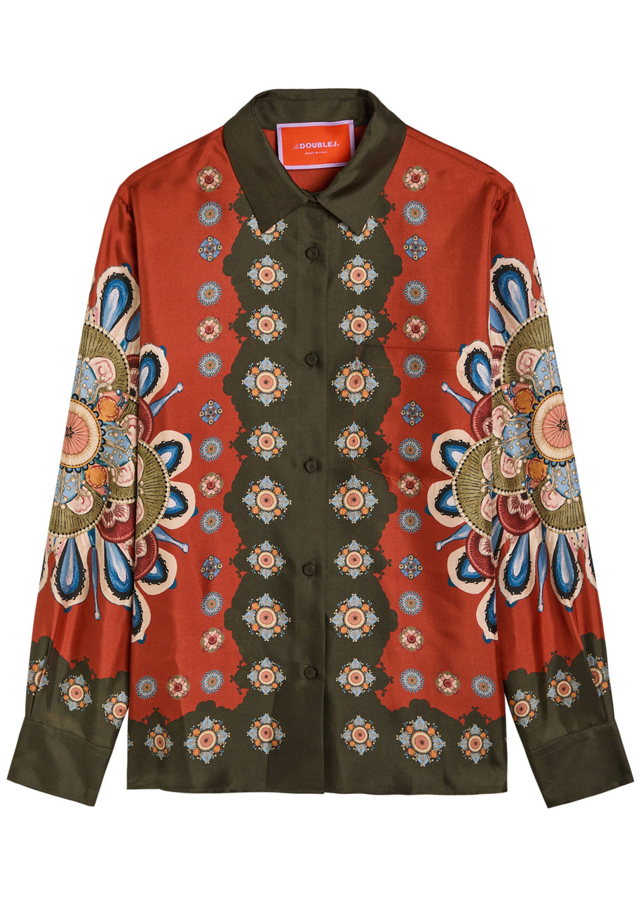La Doublej La Double J Boy Printed Silk-twill Shirt In Multi