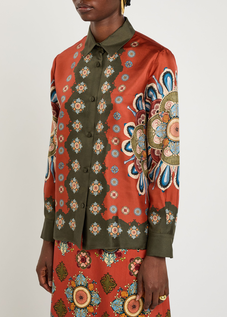 La Doublej La Double J Boy Printed Silk-twill Shirt In Multi