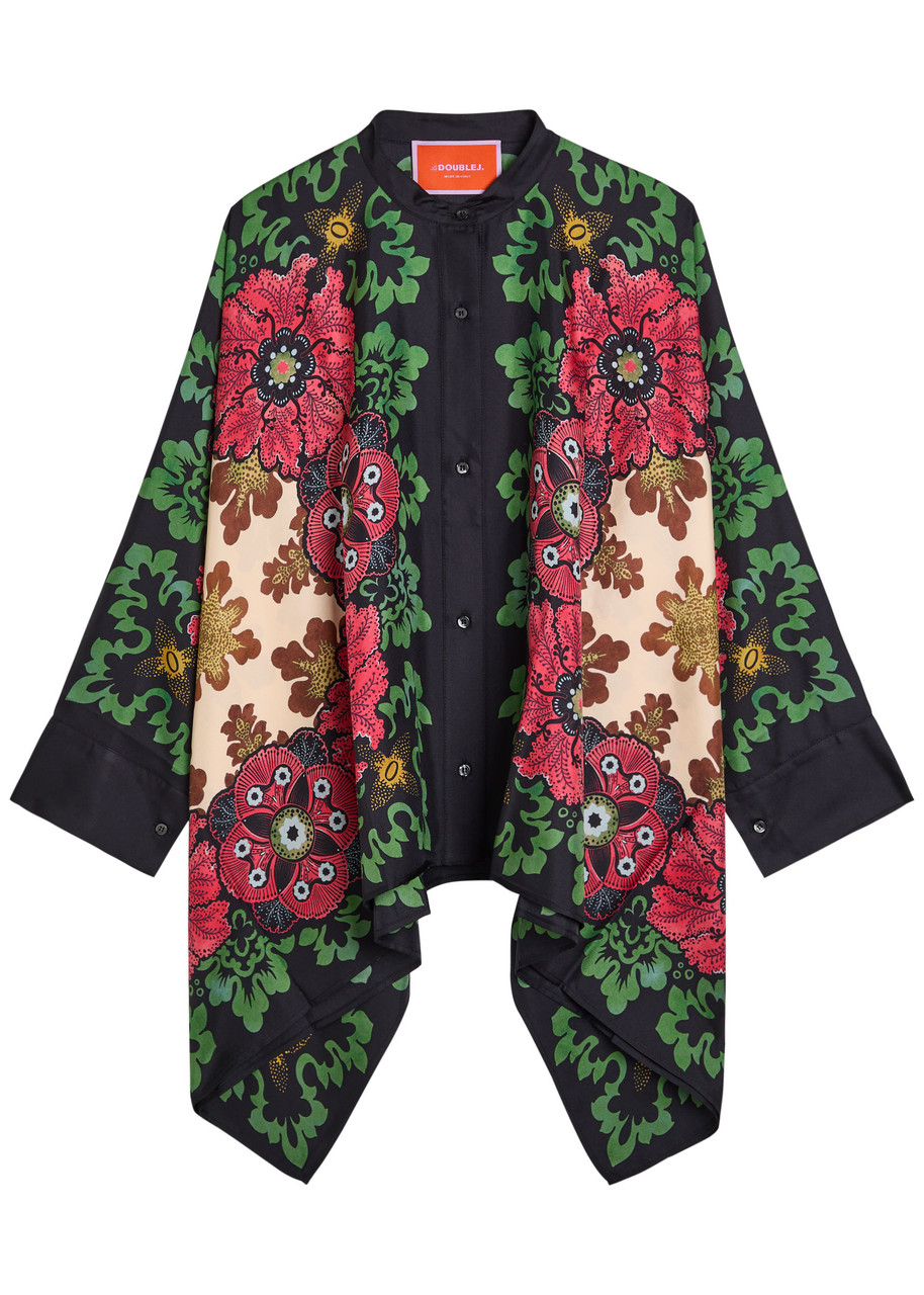 La Doublej La Double J Foulard Floral Silk-twill Shirt In Multi