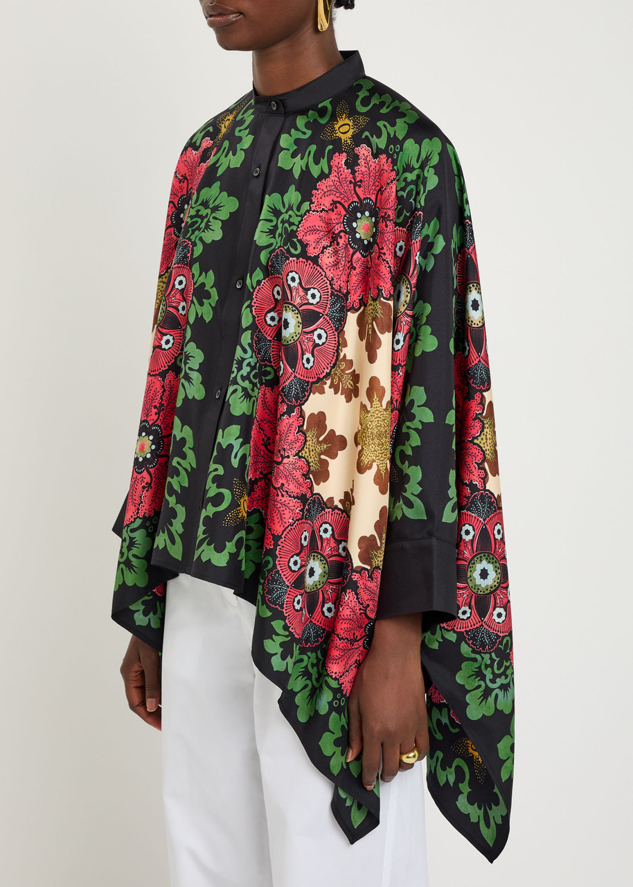 La Doublej La Double J Foulard Floral Silk-twill Shirt In Multi