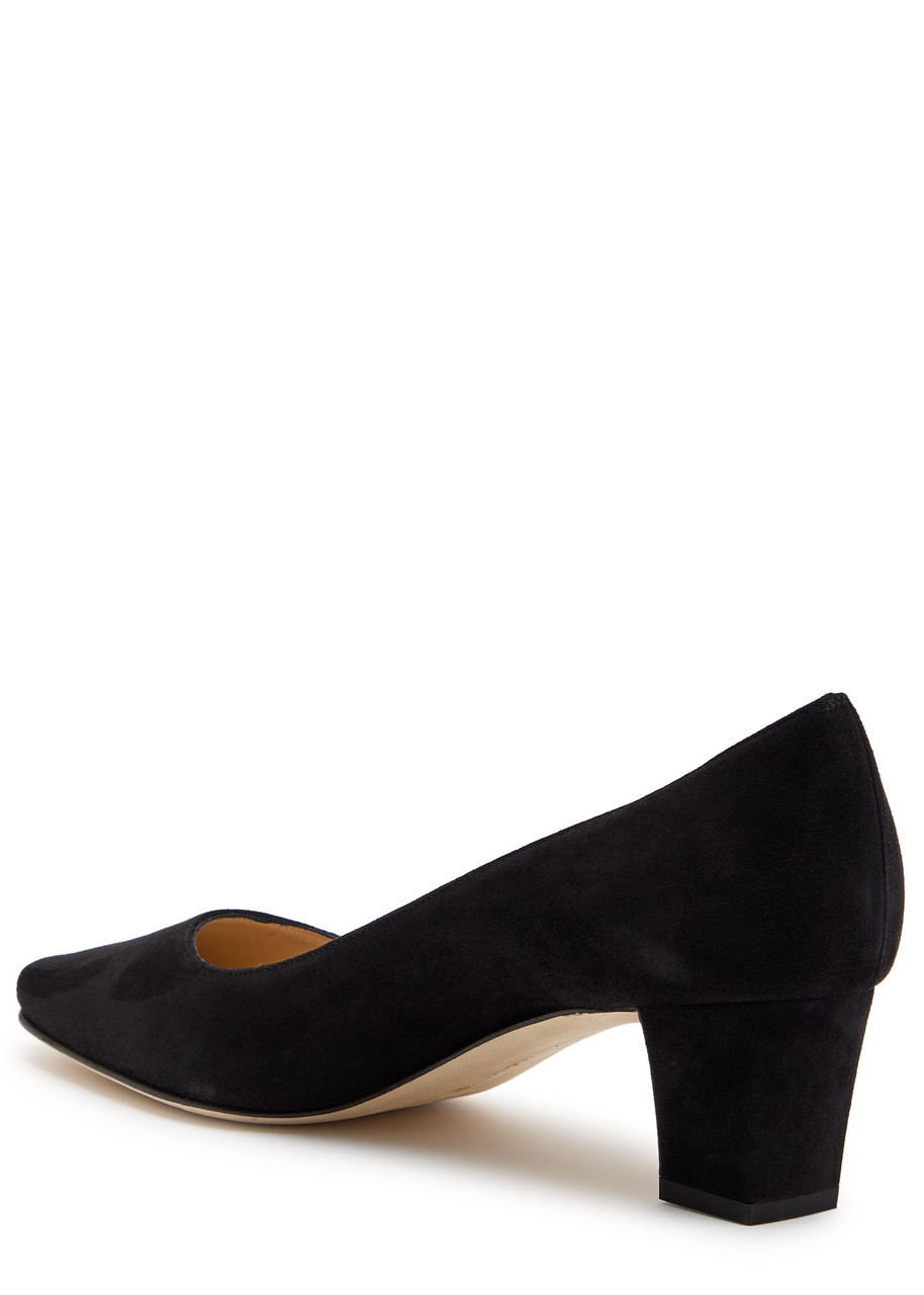 Manolo Blahnik 50mm Okkatopla Suede Pump In Black