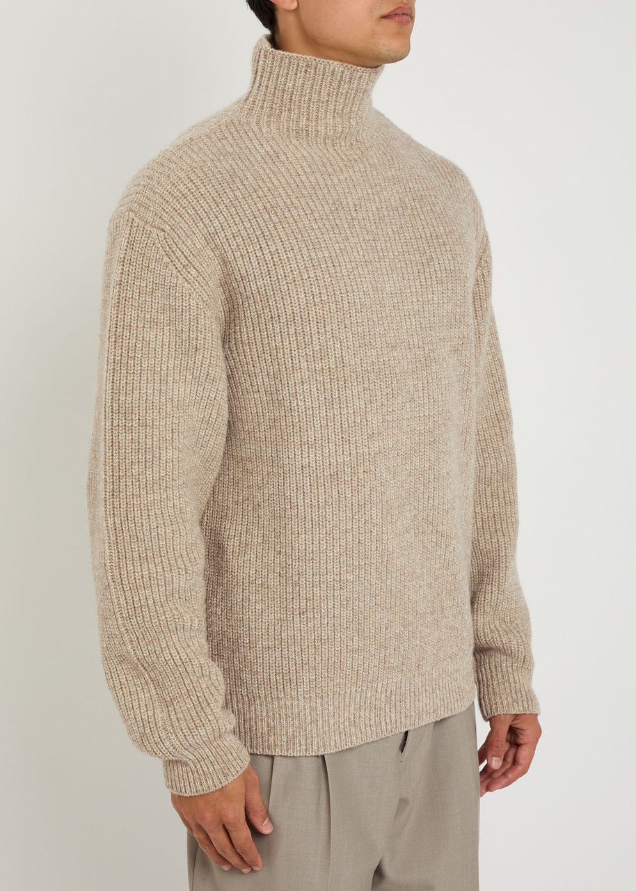 Lemaire High Neck Ribbed Alpaca-blend Jumper In Multi