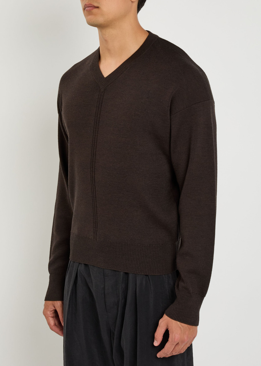  Lemaire V Neck Sweater - Brown - S 