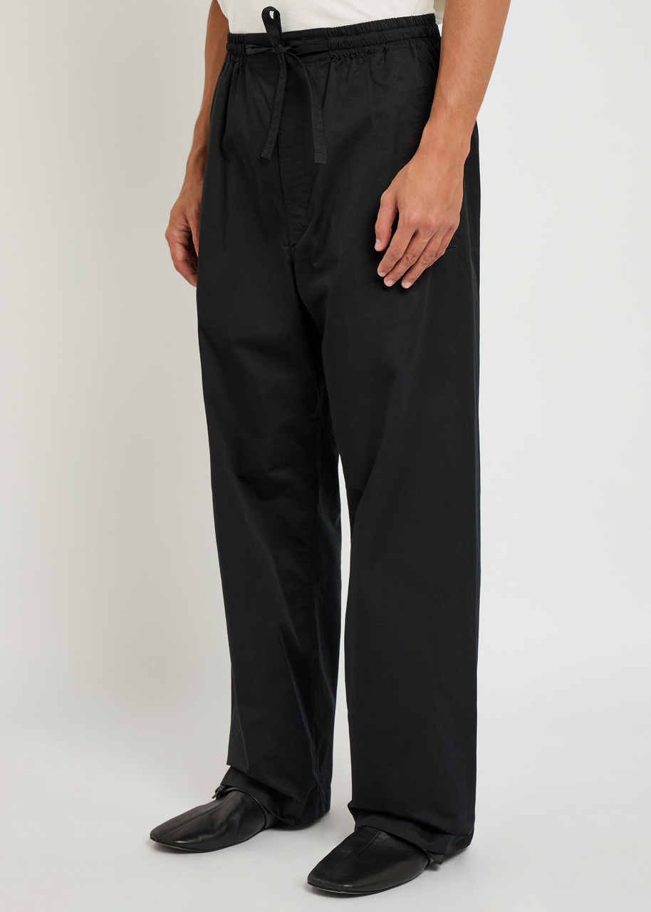 Lemaire Pyjama Cotton-poplin Straight-leg Trousers In Black