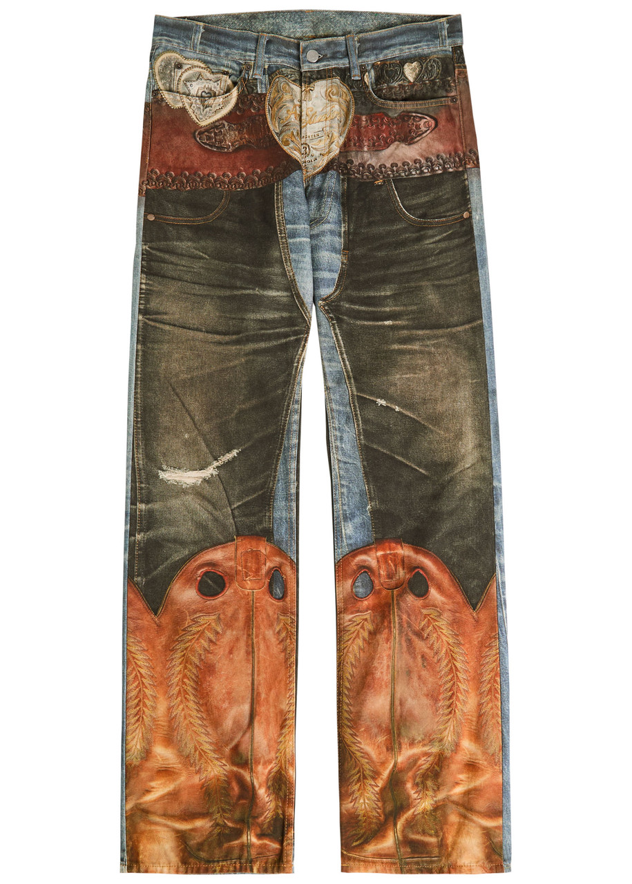 Acne Studios 2010 Printed Straight-leg Jeans – Blue – M Acne Studios 2010 Printed Straight-leg Jeans – Blue – M