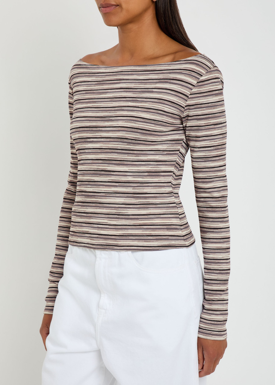 Reformation Wiley Striped Fine-knit Top In Gray