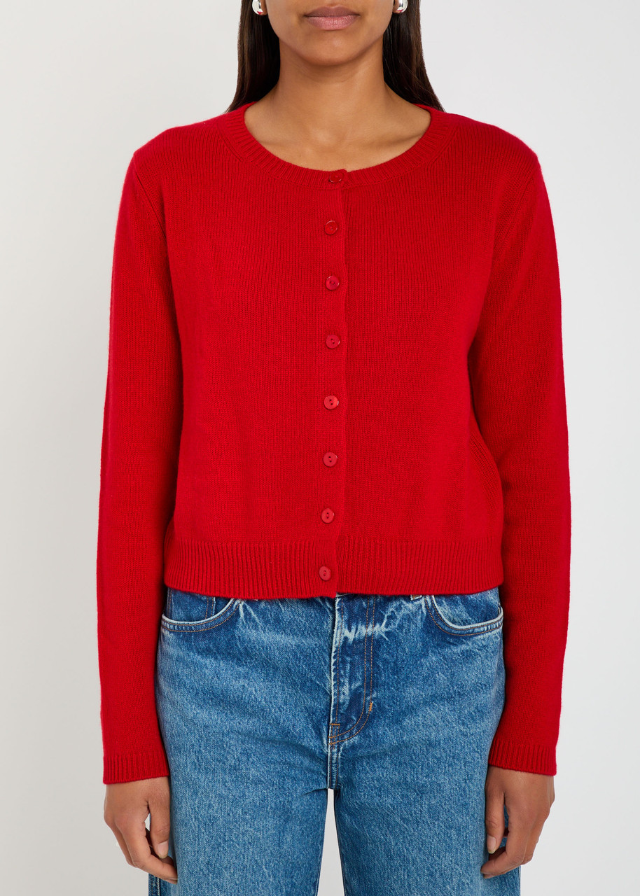 Reformation Clara Cashmere Crew Cardigan In Red