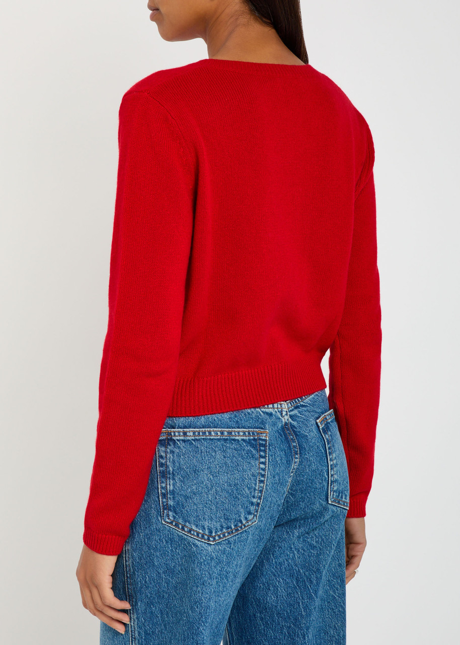  Reformation Clara Cashmere Cardigan - Red - L (uk14 / L) 
