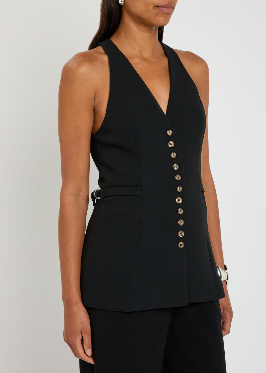 Reformation Rowe Darted Crepe Top In Black