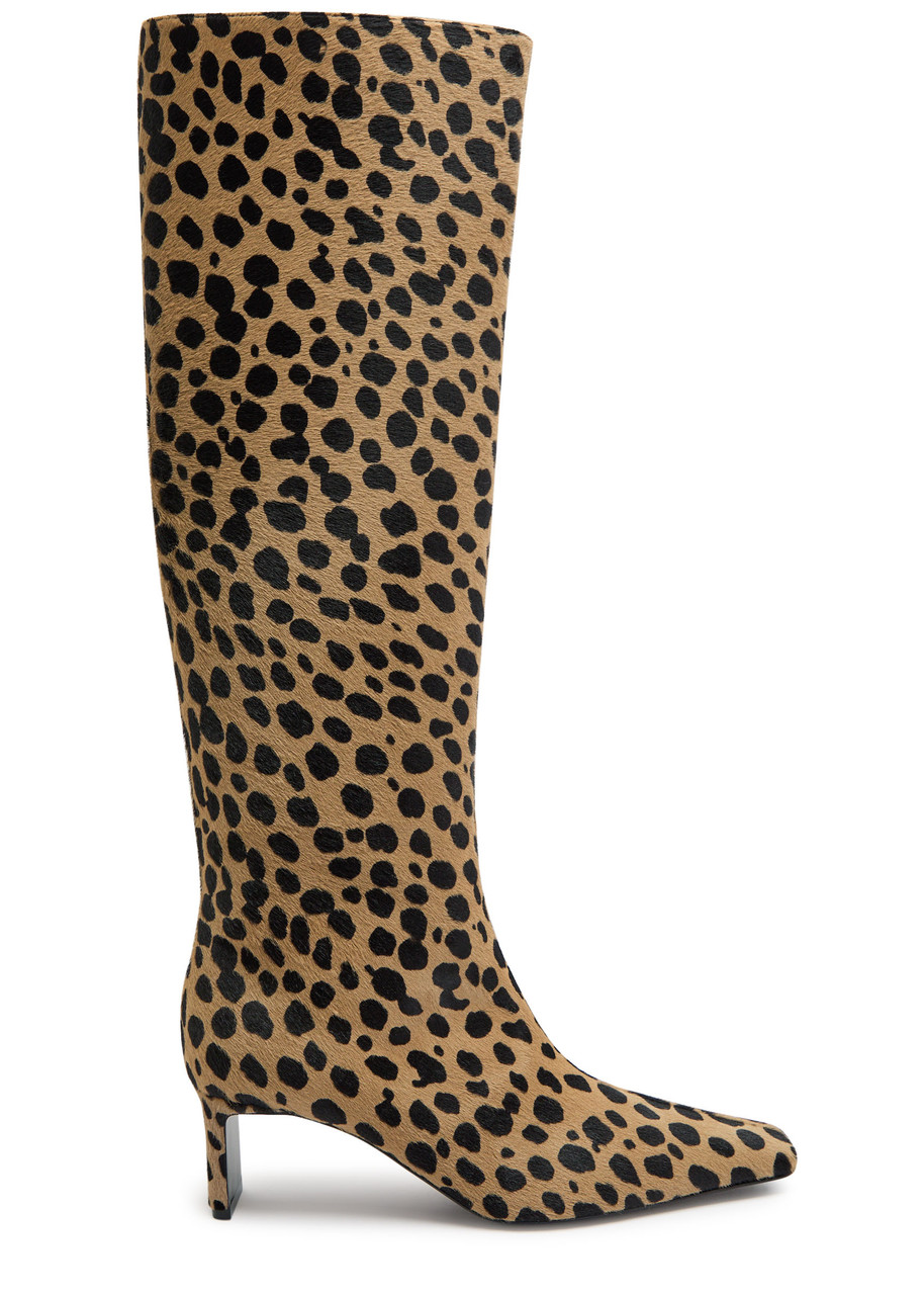Khaite Ona 55 Calf-hair Knee-high Boots In Animal Print