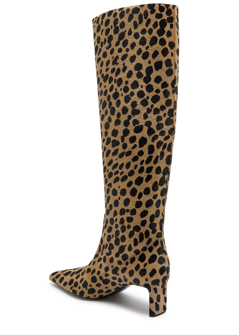 Khaite Ona 55 Calf-hair Knee-high Boots In Animal Print