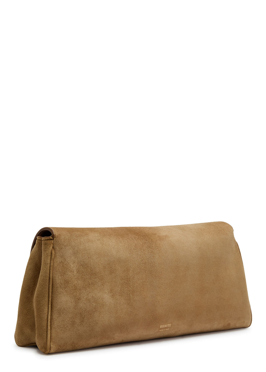Khaite Audrey Suede Clutch In Brown