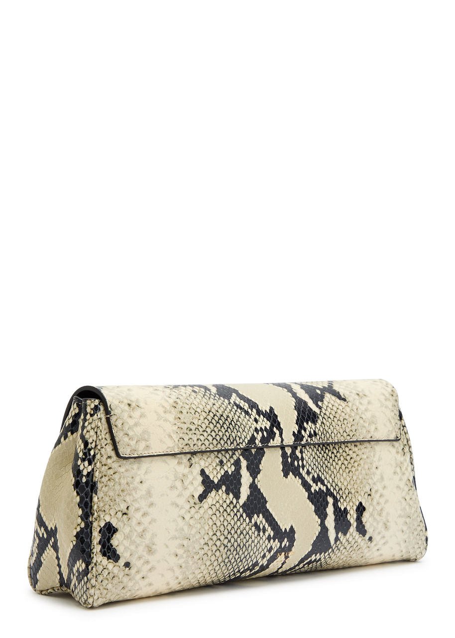 Khaite Audrey Python-effect Leather Clutch In Brown