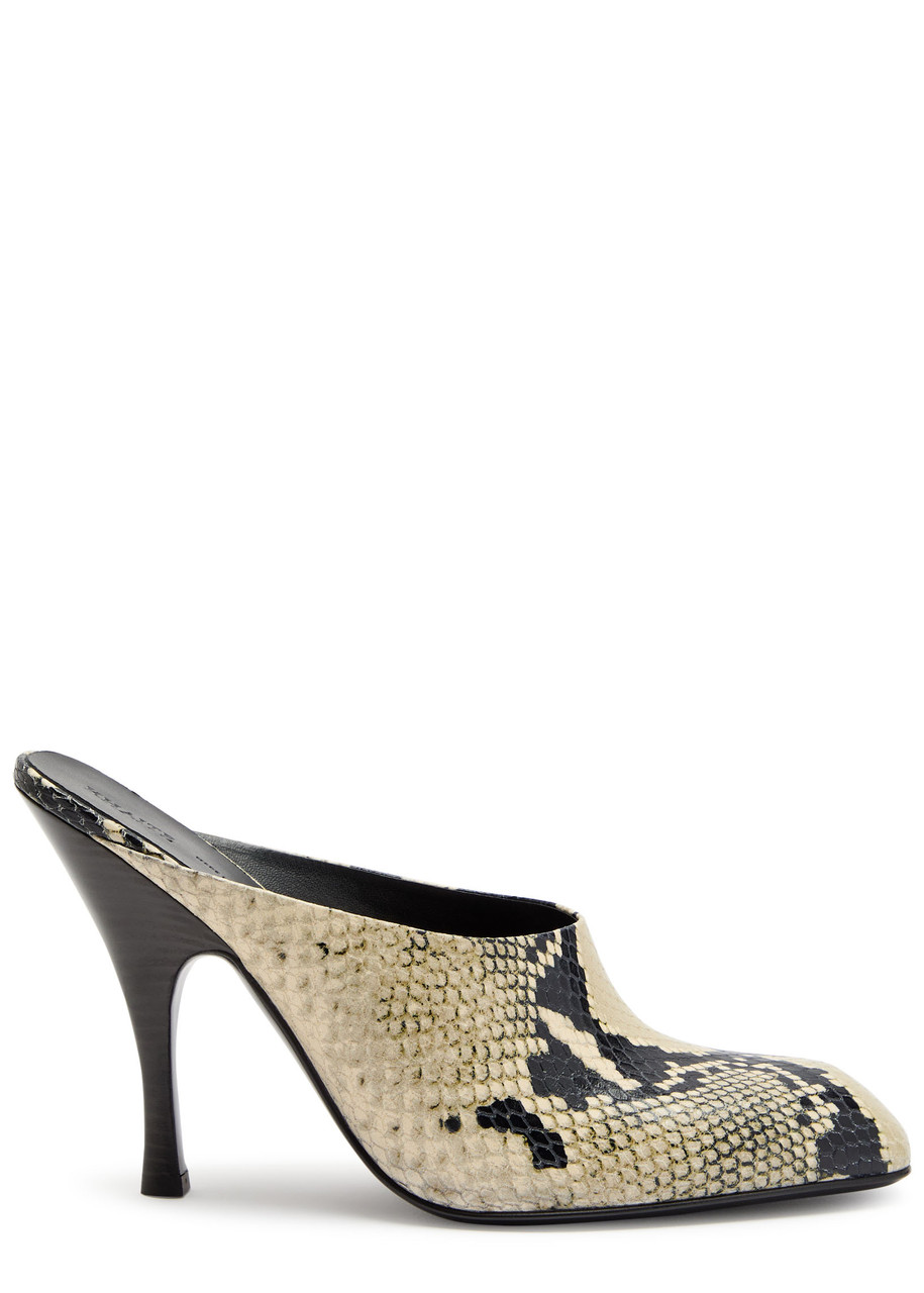 Khaite Colt 100 Python-effect Leather Mules In Brown