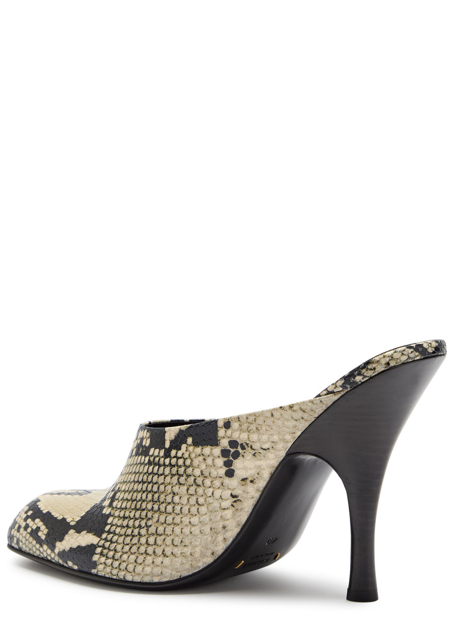  Khaite Colt 100 Python-effect Leather Mules - Beige - 38 (it38 / Uk5) 