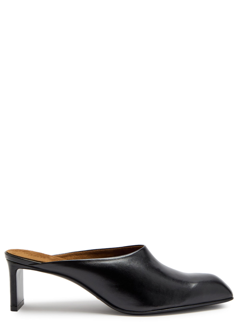 Khaite Colt 50 Glossed Leather Mules In Black