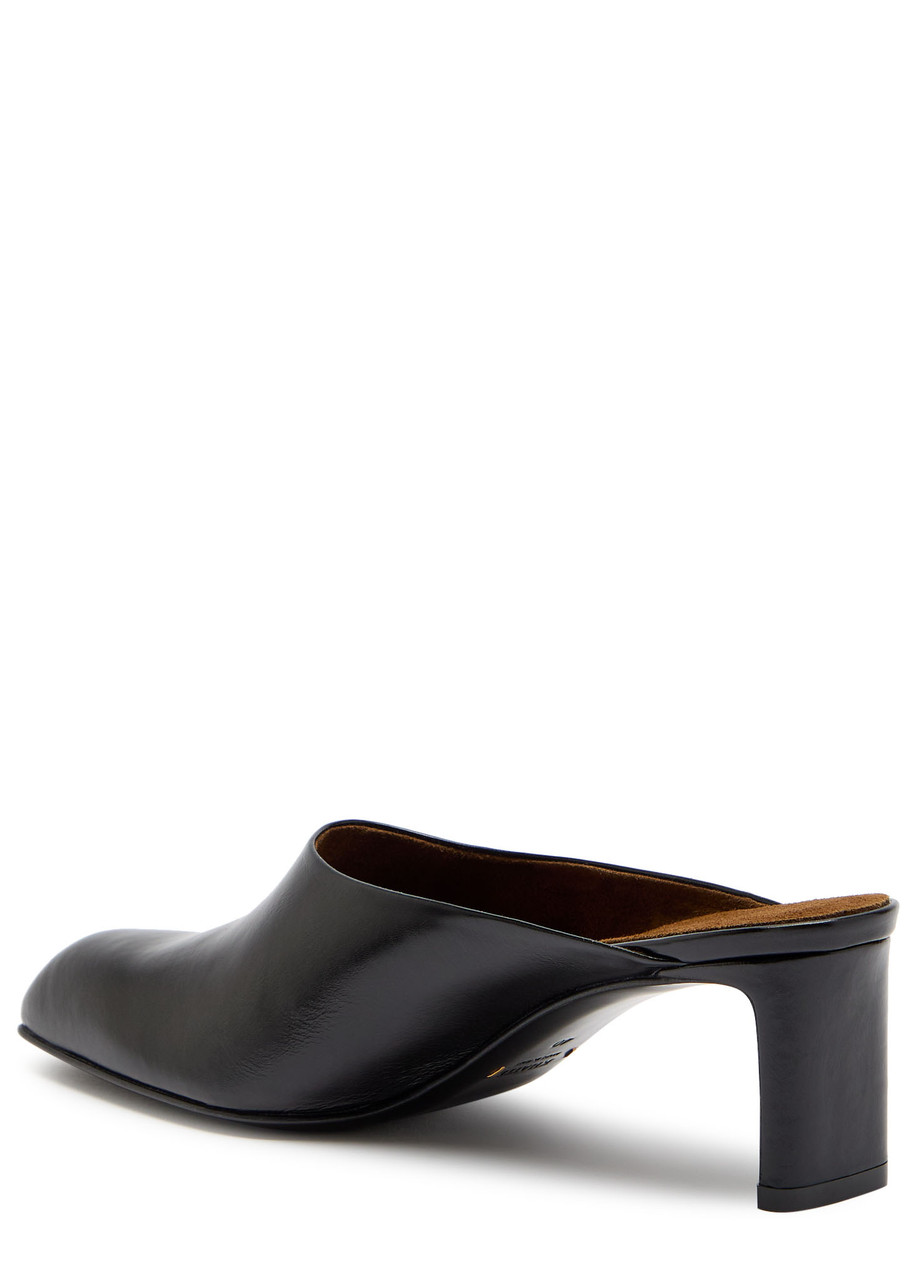 Khaite Colt 50 Glossed Leather Mules In Black