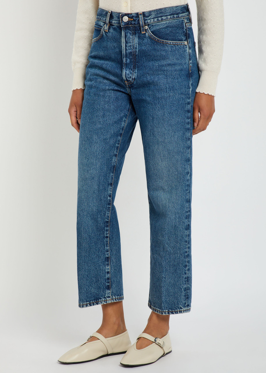 Frame The Vertical Crop Straight-leg Jeans In Blue