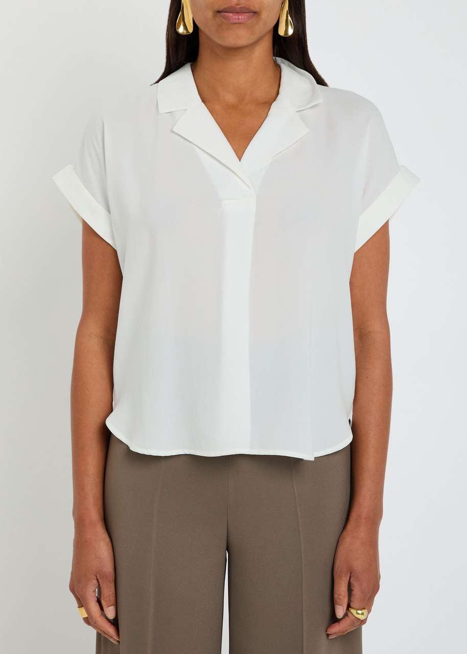 Eileen Fisher Silk-georgette Blouse In White