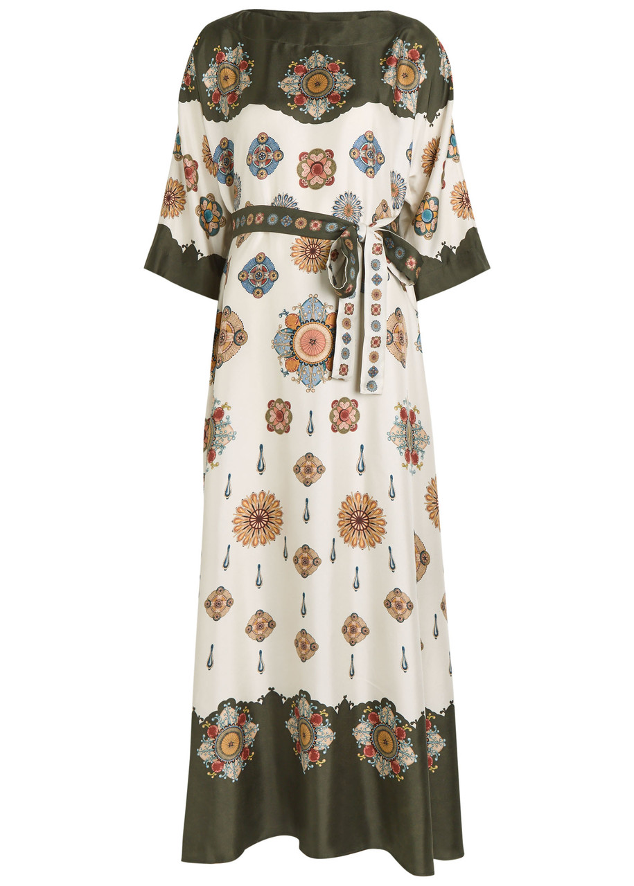La Doublej La Double J Muumuu Printed Silk-twill Dress In Multi
