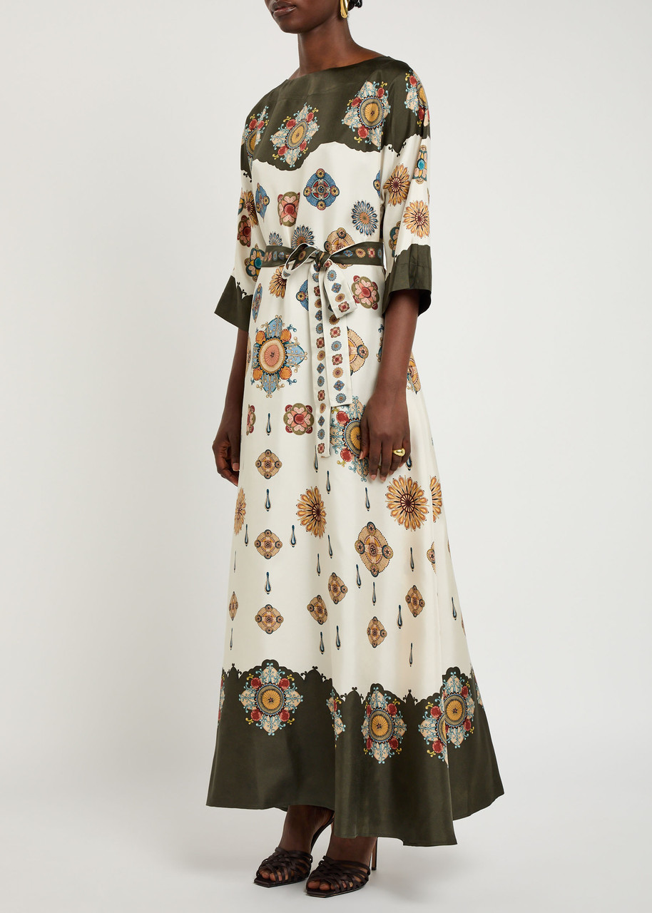 La Doublej La Double J Muumuu Printed Silk-twill Dress In Multi