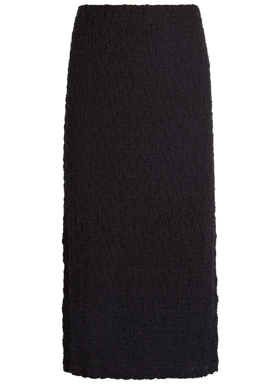 Eileen Fisher Textured Fine-knit Midi Skirt In Black