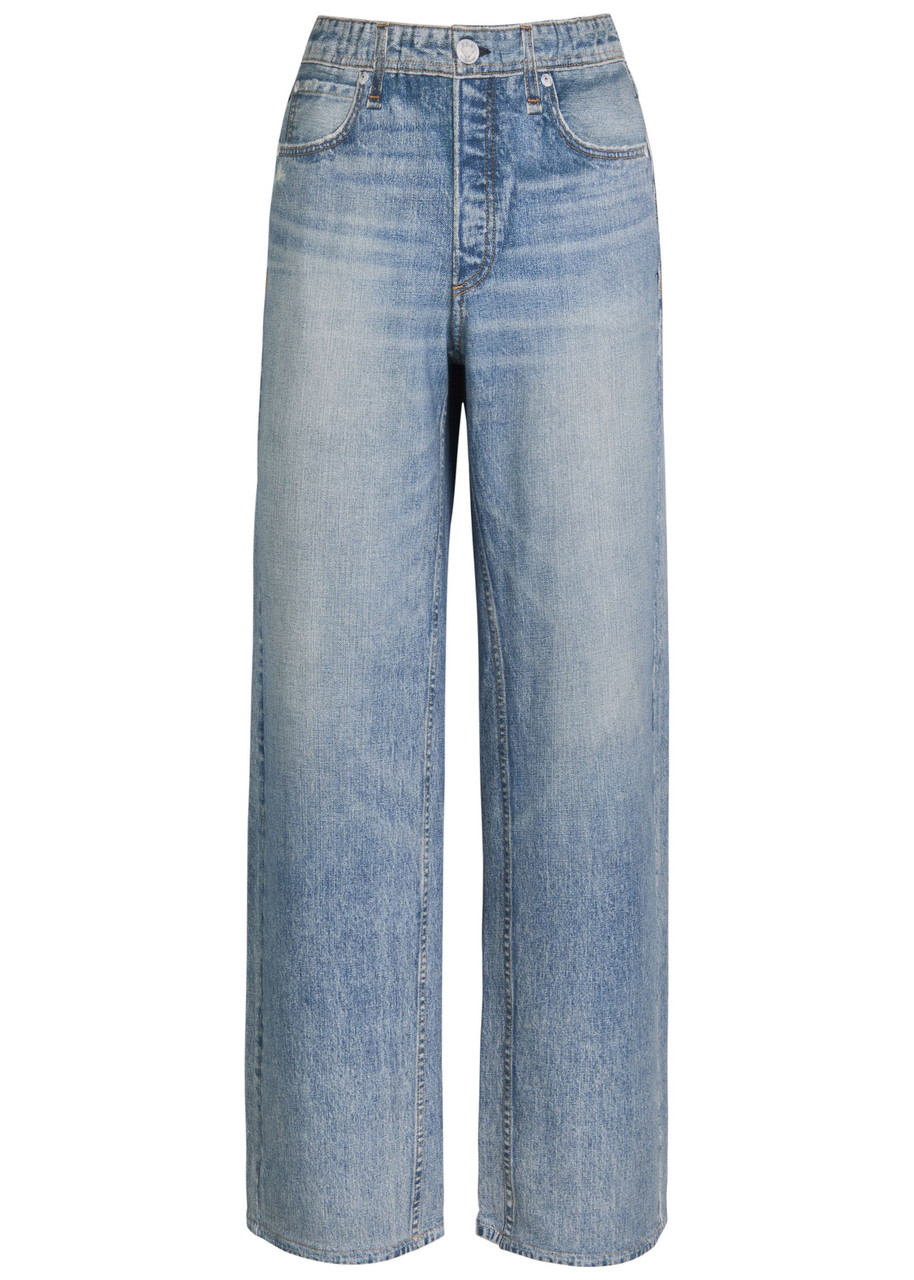 Rag & Bone Miramar Jeans-print Terry Trousers In Blue