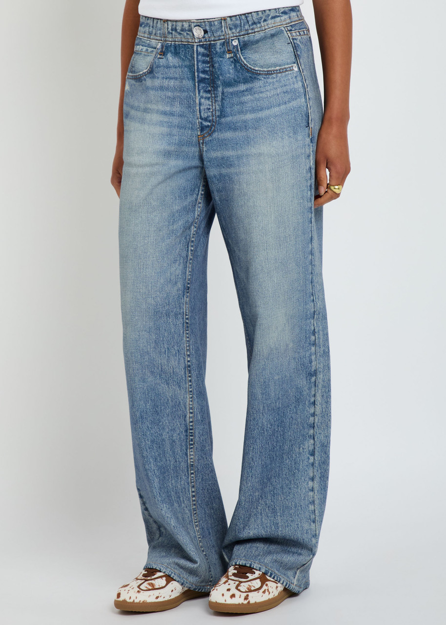 Rag & Bone Miramar Jeans-print Terry Trousers In Blue