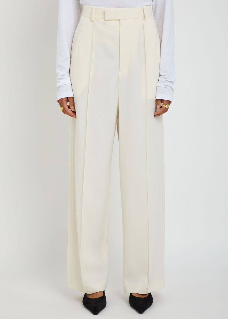 Wardrobe.nyc X Rhw Pintuck Wool Trousers – Ivory – S (UK8-10 / S)