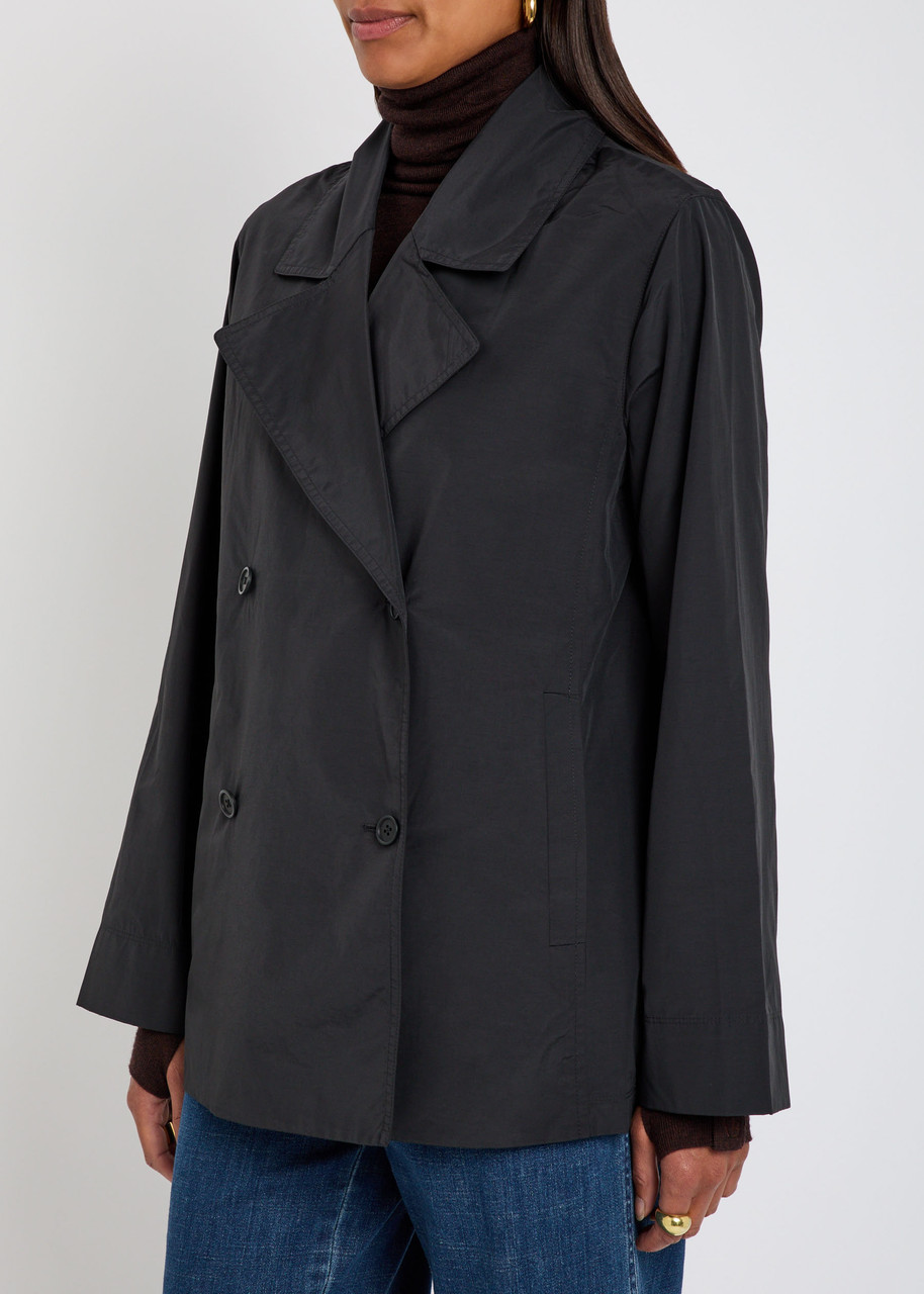 Eileen Fisher Double-breasted Shell Trench Jacket In Black