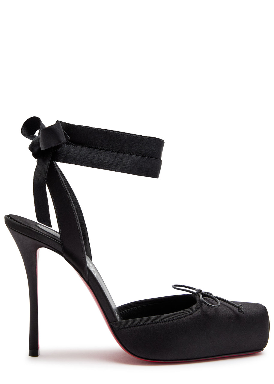 Christian Louboutin Cassia 100 Bow-detailed Grosgrain-trimmed Satin-crepe Pumps In Black