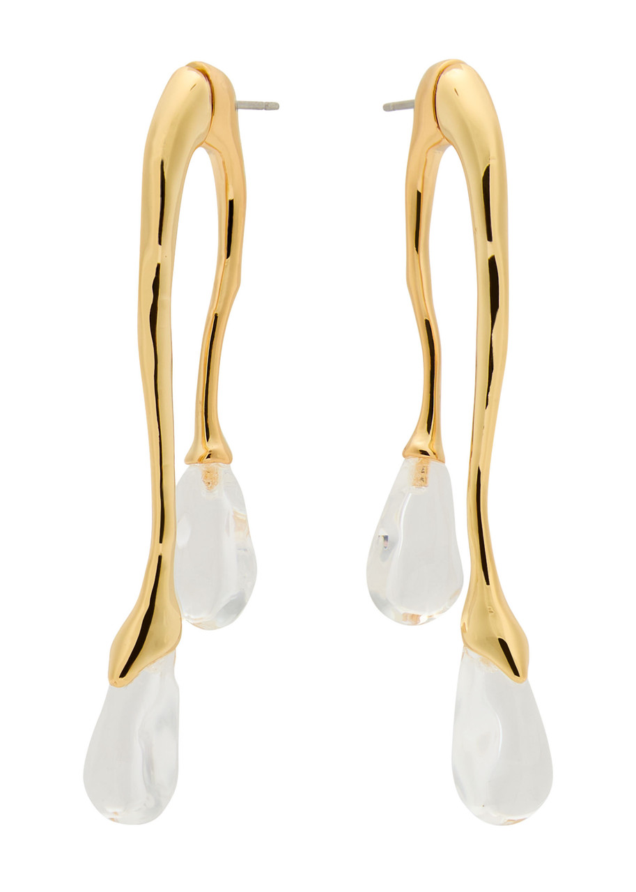 Alexis Bittar Lucite Front-back 14 Gold-plated Drop Earrings In Gold