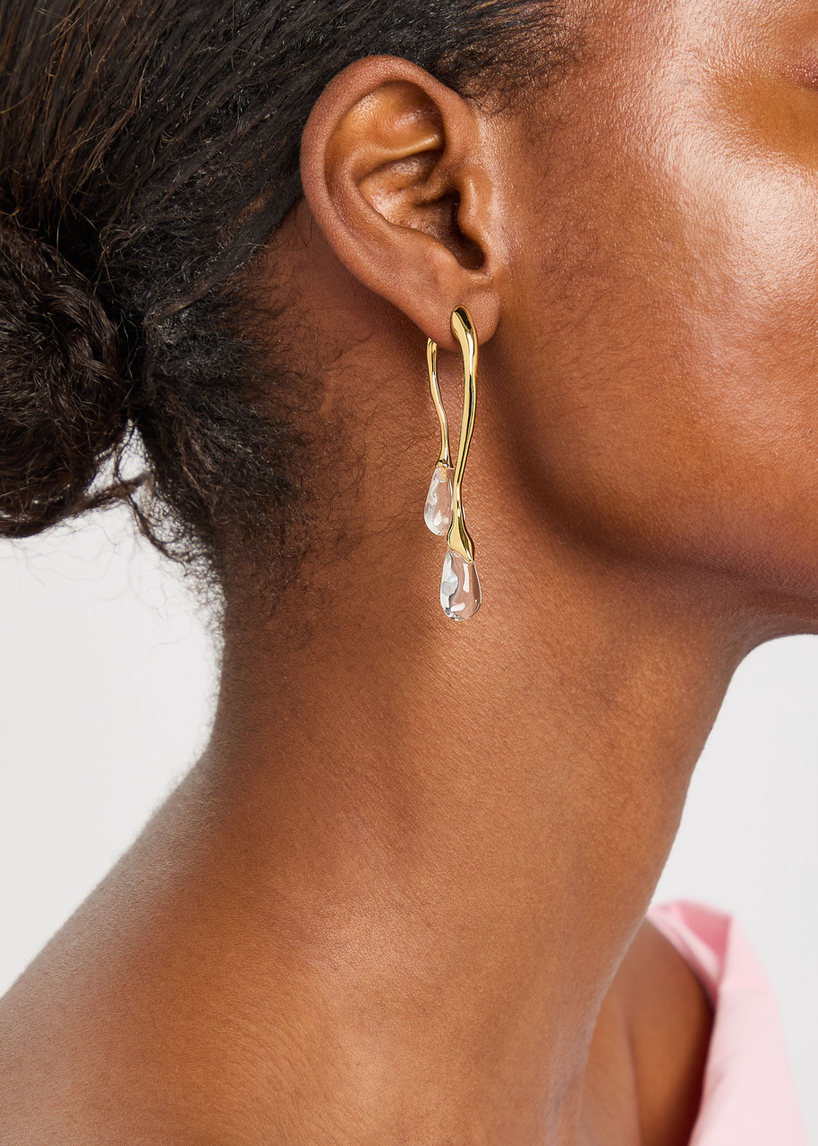 Alexis Bittar Lucite Front-back 14 Gold-plated Drop Earrings In Gold