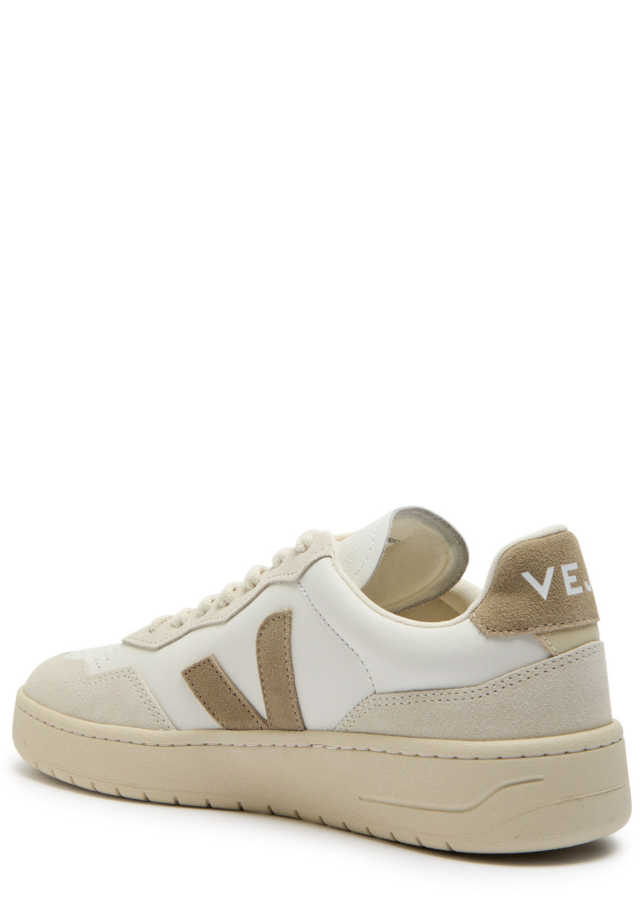 Veja V-90 Panelled Grained Leather Sneakers In Multi