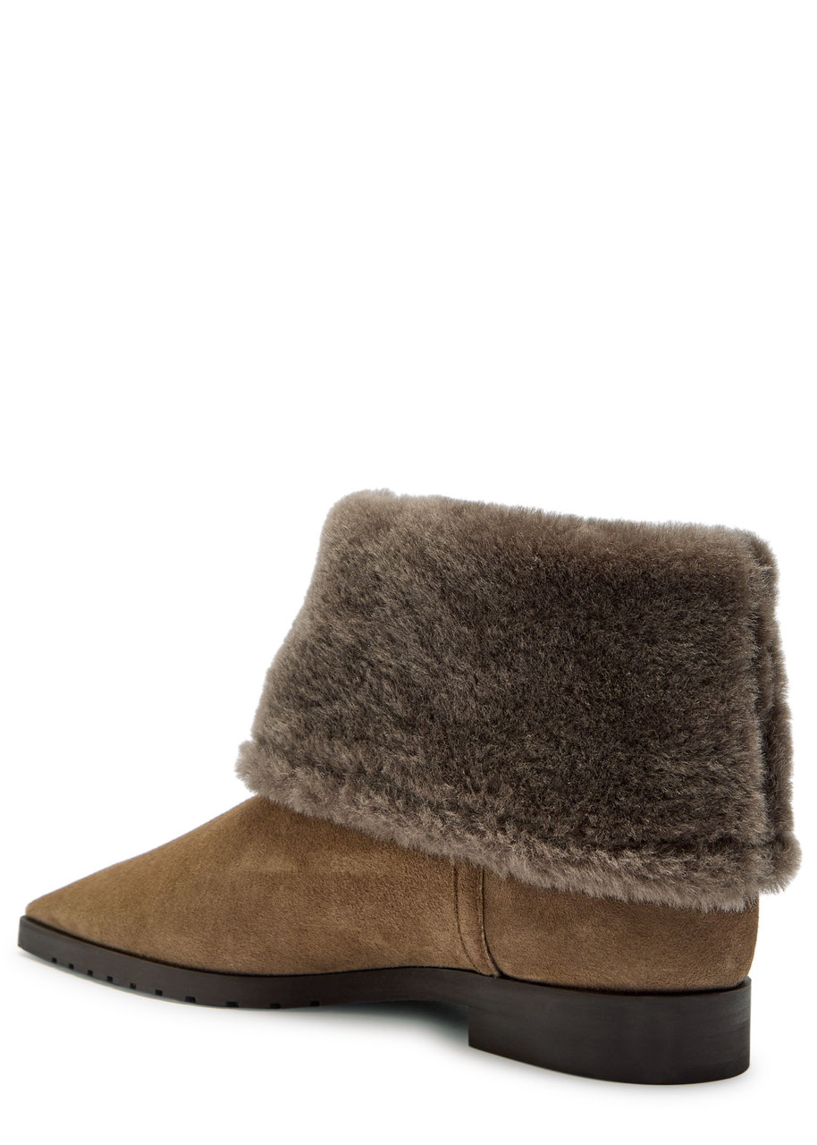 Totême Ankle Boots Aus Veloursleder Mit Shearling In Animal Print