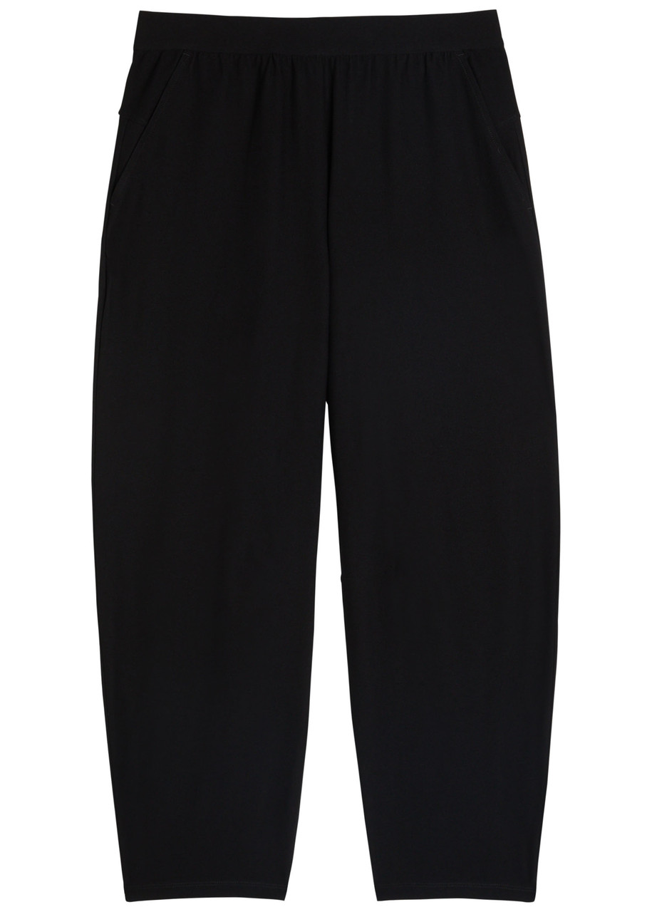 Eileen Fisher Barrel-leg Crepe Trousers In Black