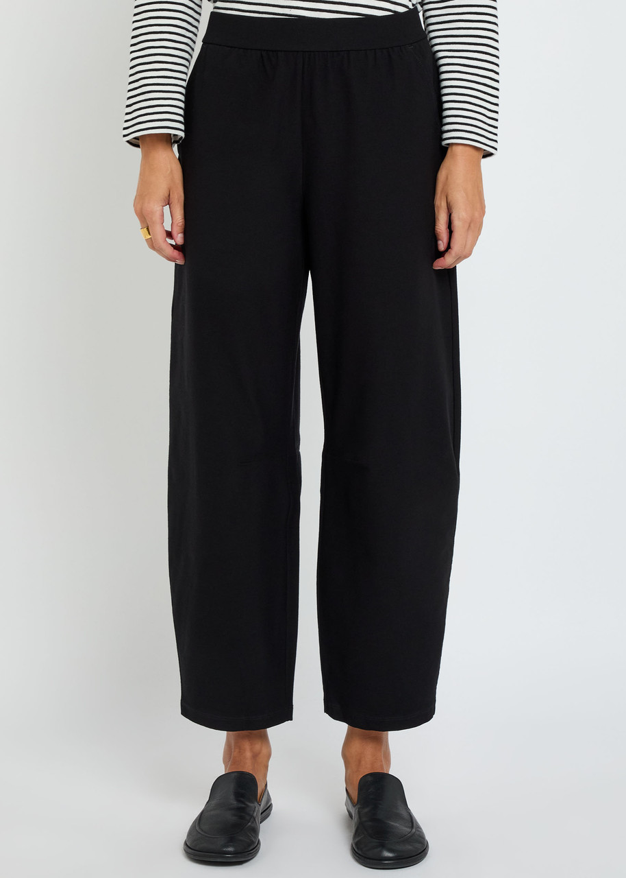 Eileen Fisher Barrel-leg Crepe Trousers In Black