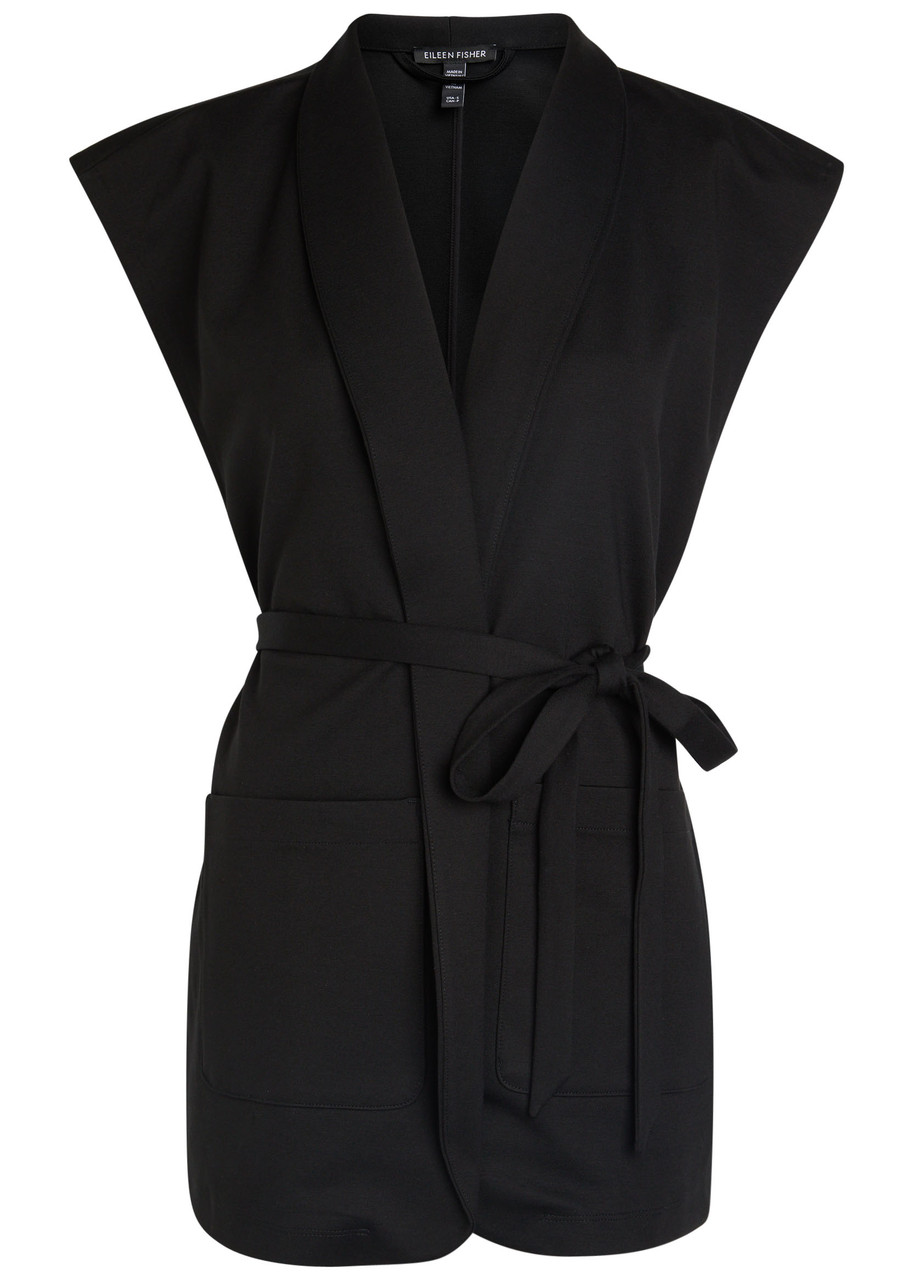 Eileen Fisher Belted Jersey Vest In Black