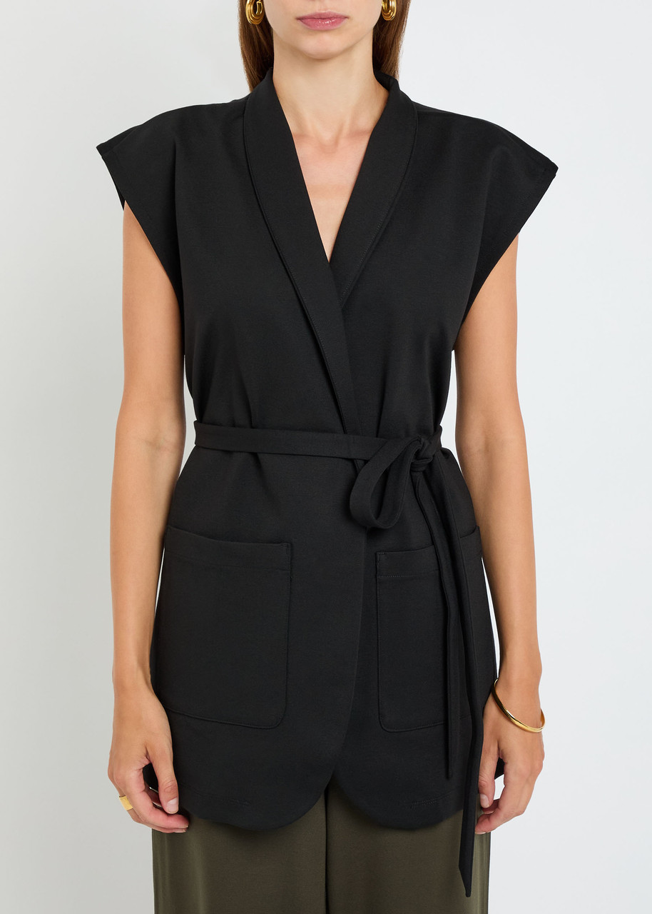 Eileen Fisher Belted Jersey Vest In Black