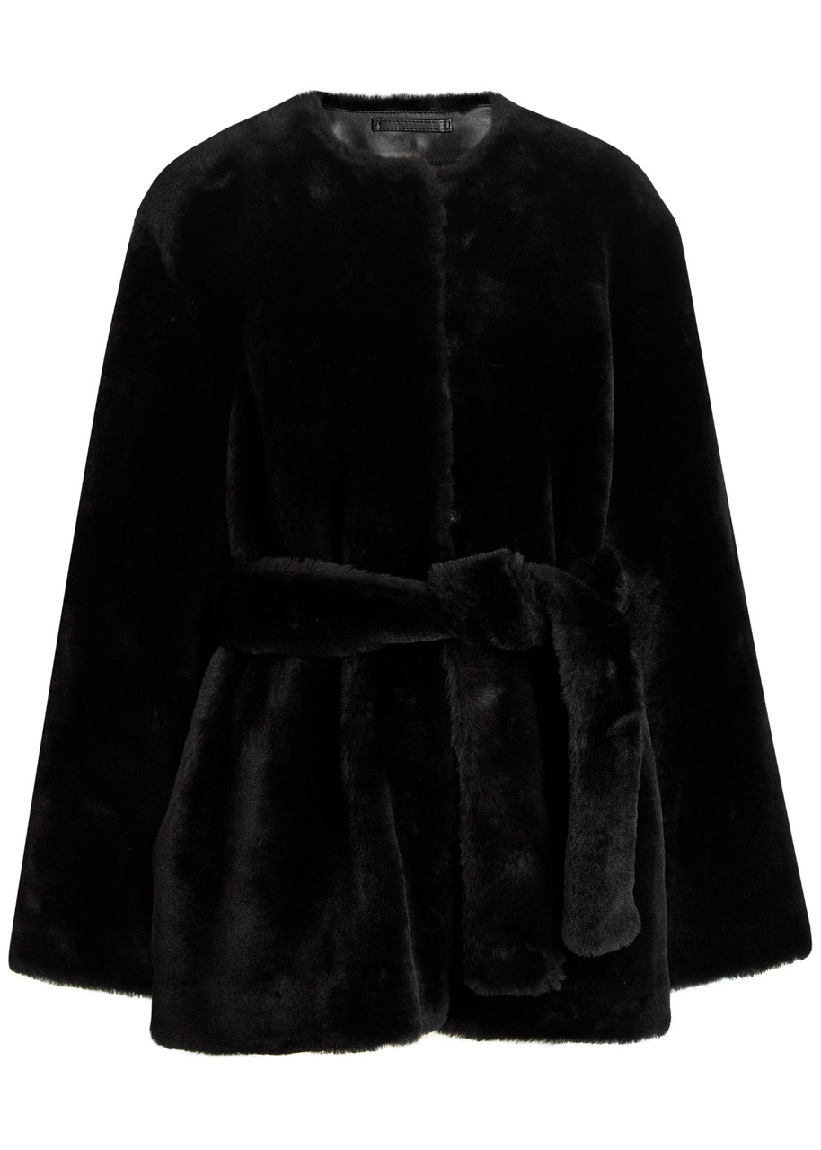 Toteme Belted Shearling Jacket - Black - 30 (UK2 / Xxxs)