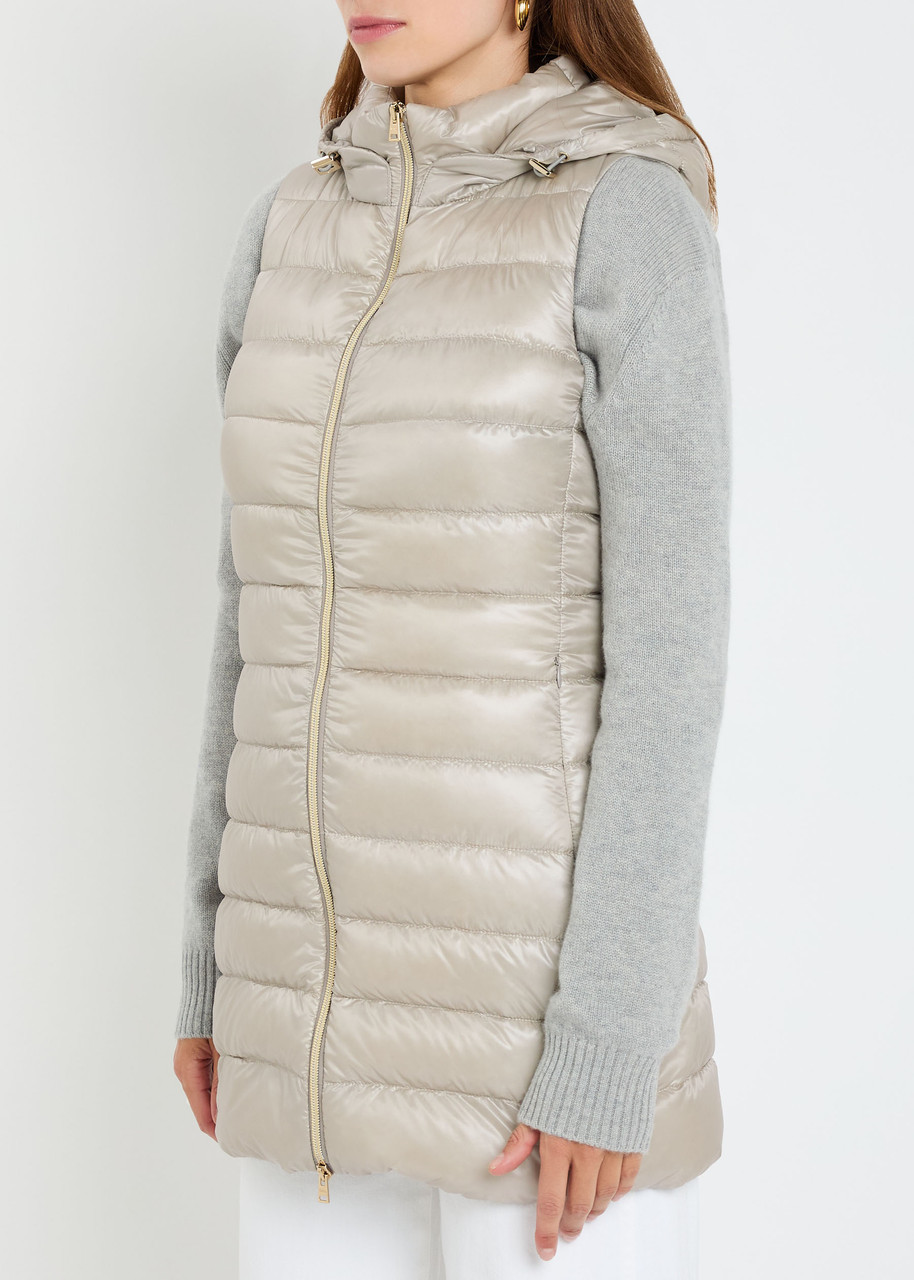 Herno Hooded Shell Gilet In Gray