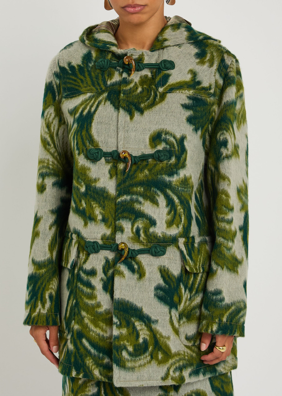 Etro Hooded Jacquard Wool-blend Jacket In Multi
