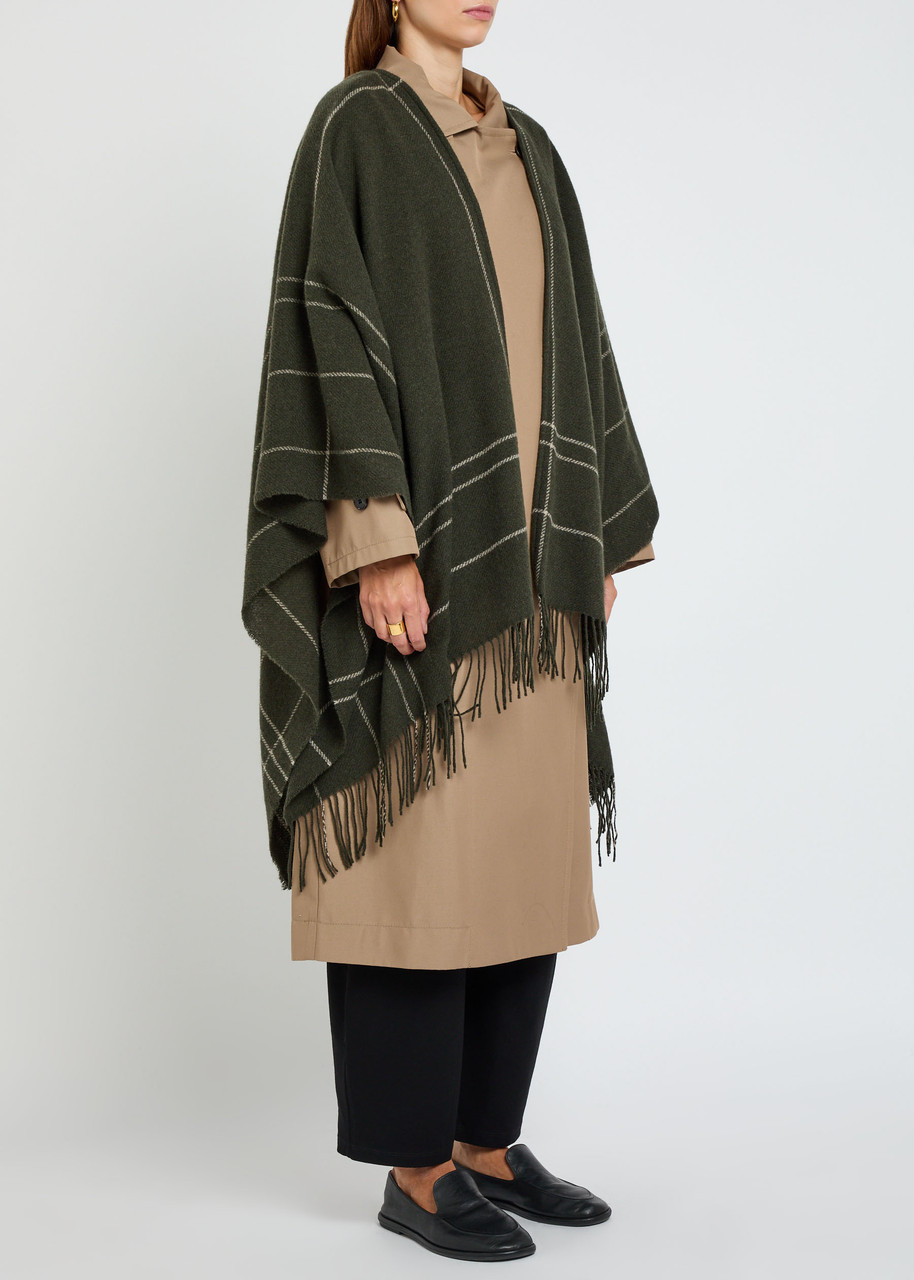 Eileen Fisher Patterned Wool-blend Poncho In Gray